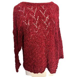 Knit Ware Elements Sweater Red Detail Knit Oversized USA Goth Chic SMALL